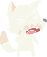 angry flat color style cartoon fox vector