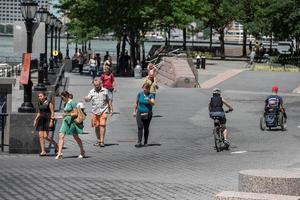 NEW YORK - USA 16 JUNE 2015 people jogging at marina photo