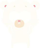 surprised polar bear flat color style cartoon vector