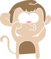 flat color style cartoon hooting monkey vector