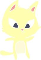 confused flat color style cartoon cat vector