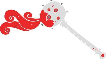 flat color illustration of a cartoon medieval mace vector