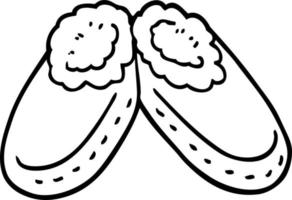 line drawing cartoon comfy slippers vector