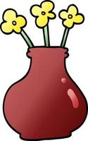 cartoon doodle flower vase vector