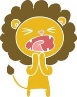 flat color style cartoon lion praying vector