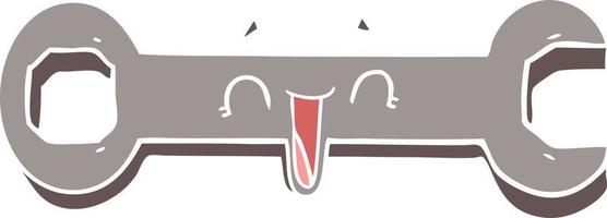 llave inglesa de dibujos animados de estilo de color plano vector