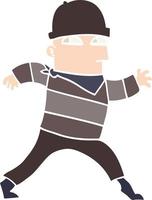 flat color style cartoon thief vector