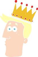 flat color illustration of a cartoon kings head vector