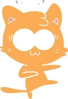 flat color style cartoon surprised cat vector