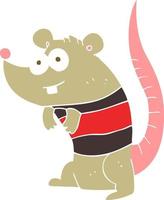 flat color illustration of a cartoon rat vector