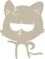 bored flat color style cartoon cat vector