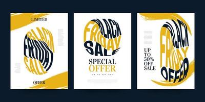 Creative Black Friday Sale Banner or Poster Set. Poster, Flyer, Brochure or Social Media Template Design for Black Friday Campaign Promotion and Advertising vector