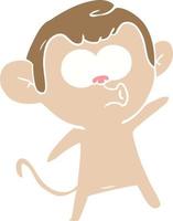 flat color style cartoon surprised monkey vector