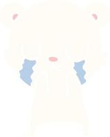 crying polar bear flat color style cartoon vector