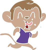 crazy flat color style cartoon monkey running vector