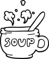 dibujos animados de dibujo lineal de sopa caliente vector
