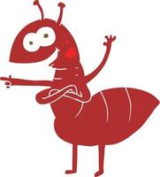 flat color illustration of a cartoon ant vector