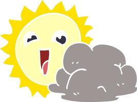 cartoon doodle sun and cloud vector