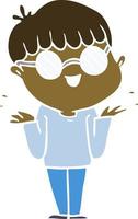 flat color style cartoon boy wearing spectacles vector