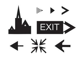 arrow icon and location marker vector building