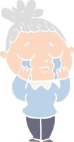 flat color style cartoon crying woman vector