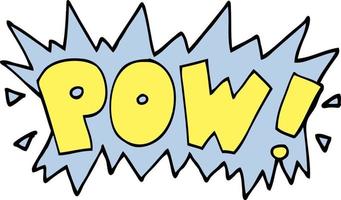 cartoon doodle word pow vector