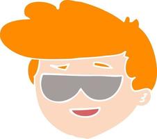 flat color style cartoon boy wearing sunglasses vector