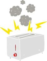 flat color illustration of a cartoon faulty toaster vector