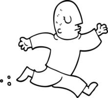 line drawing cartoon man running vector