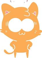 gato sorprendido de dibujos animados de estilo de color plano vector