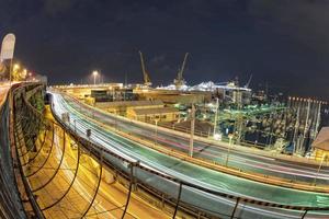 Genoa Flyover famous overpass at night photo