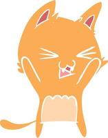 flat color style cartoon cat hissing vector