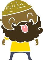 man with beard sticking out tongue vector