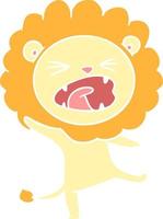 flat color style cartoon lion vector