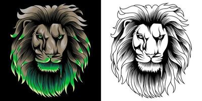 ilustración de vector de cabeza de león salvaje en estilo de color neón