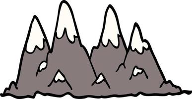 cartoon doodle mountain range vector