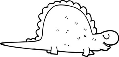 line drawing cartoon prehistoric dinosaur vector