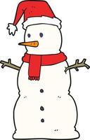 flat color illustration of a cartoon snowman vector