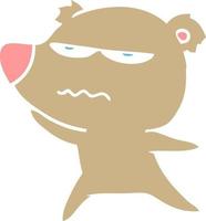 angry bear flat color style cartoon vector