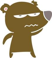 angry bear flat color style cartoon vector