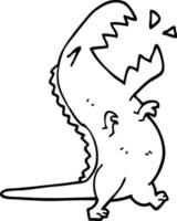 line drawing cartoon roaring t rex vector