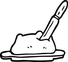 line drawing cartoon butter and knife vector