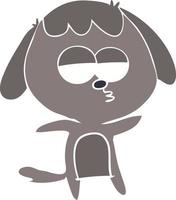 perro aburrido de dibujos animados de estilo de color plano vector