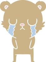 crying bear flat color style cartoon chraracter vector