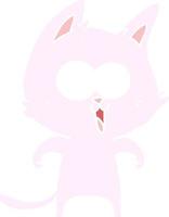 funny flat color style cartoon cat vector