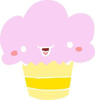 flat color style cartoon cupcake with face vector