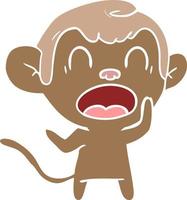 shouting flat color style cartoon monkey vector