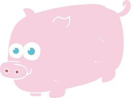 flat color illustration of a cartoon pig vector