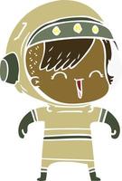 happy flat color style cartoon space girl vector