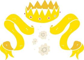 flat color illustration of a cartoon crown and scroll vector
